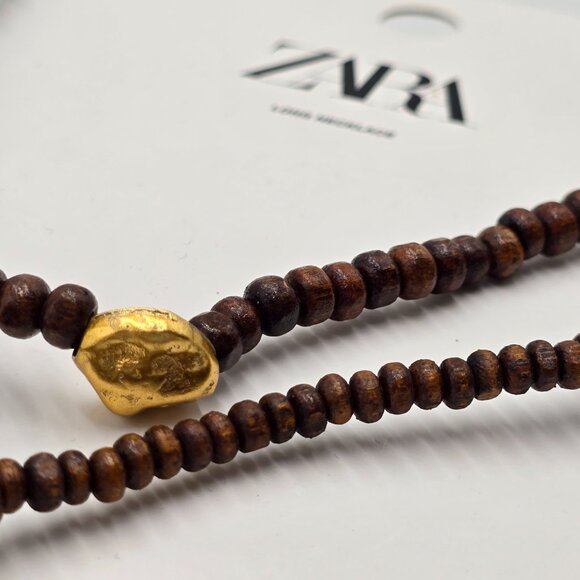 Zara - Wooden & Gold Beaded Necklaces - NWT - Picture 7 of 13